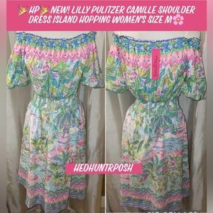 🎉HP🎉New! Lilly Pulitzer Camille Shoulder Dress Island Hopping Women's Size M🌸